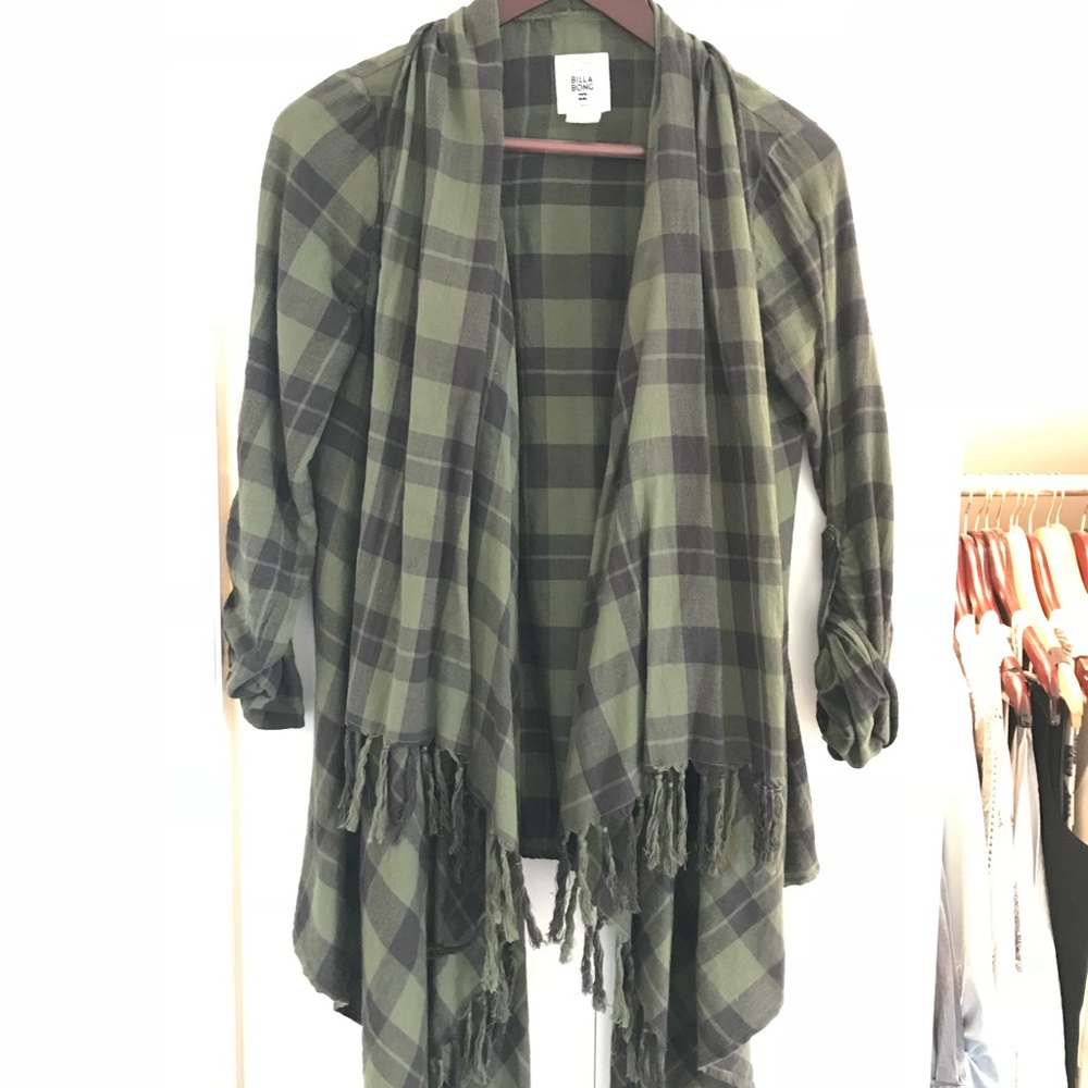 Billabong Draped Open Plaid Shirt